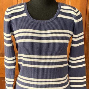 Liz Claiborne Women's Sweater Medium, Blue & White
